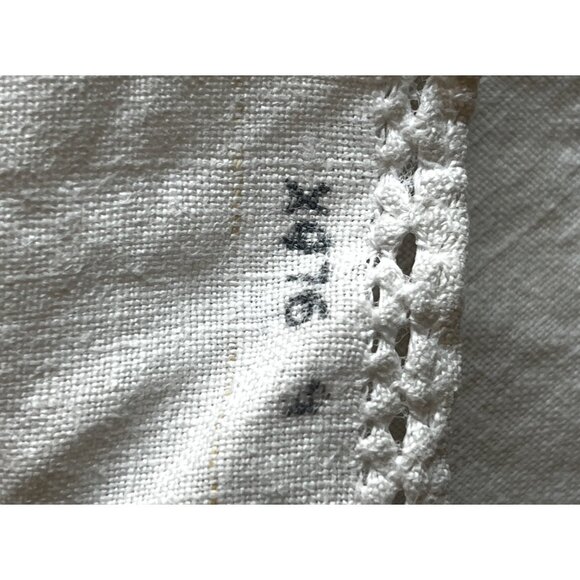 Hand Embroidered Beige Linen Tablecloth & 6 White Napkins Cut Outs - Picture 10 of 16